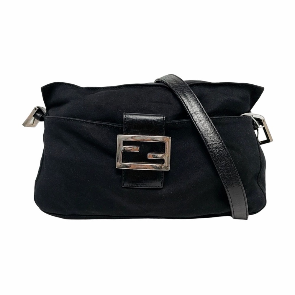 Fendi Neoprene Baguette Shoulder Bag Black Vintage
